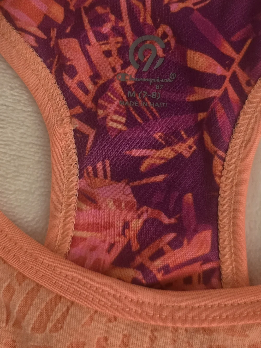 Girl's Peach Mesh Overlay Racerback Tank Top